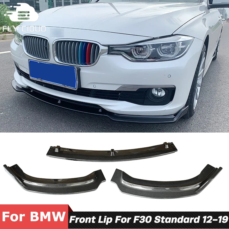 

3 PCS Splitters ABS Material Black Car Trim Front Shovel Spoiler Chin Bumper Lip For BMW 3 Series F30 Standard 2012-2019