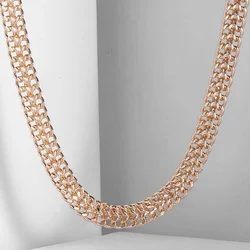 7.5mm 585 Rose Gold Color Necklace for Mens Womens Double Curb Cuban Weaving Bismark Necklace Jewelry 20inch 24inch CN11