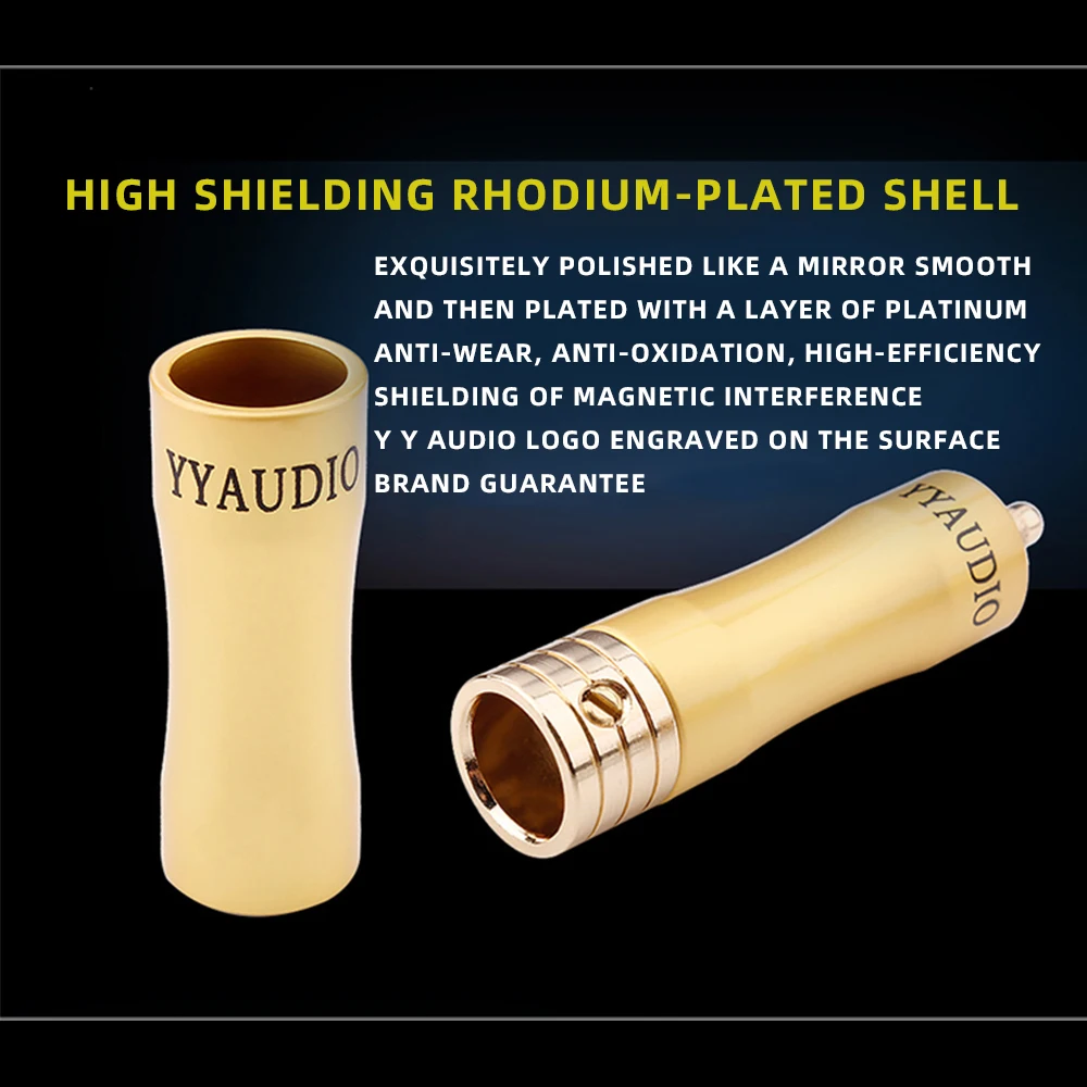 Yyaudio alta fidelidade rca plug fibra de carbono de alta qualidade 24k banhado a ouro rca conectores de solda conector de fio de cabo de alto-falante