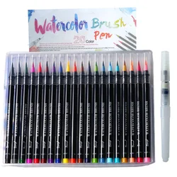 20PCS Colors Art Marker Watercolor Brush Pens for School Supplies Stationery Drawing Coloring Books Manga Calligraphy