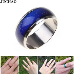 JUCHAO Anillos Mujer 6mm Smart Jewelry Stainless Ring Changing Color Mood Rings Feeling&Emotion Temperature Ring Gift  Anel