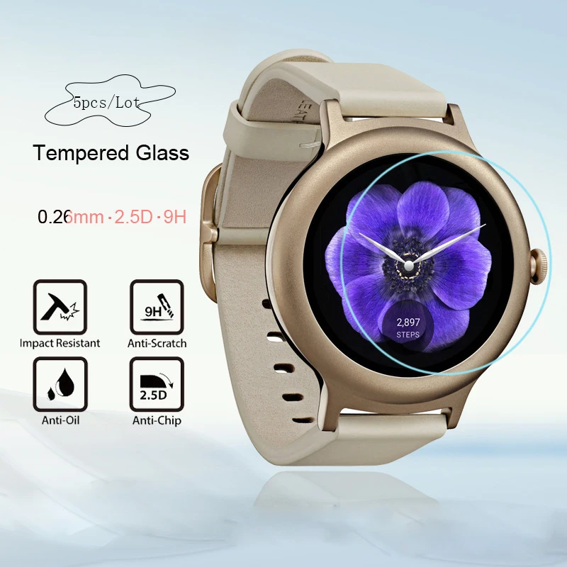 5pcs Tempered Glass For LG Watch LG W270 9H HD Screen Protector Clearly Film for LG Smartwatch Protect Glass