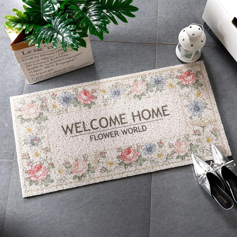 Modern Style PVC Non-Slip Silk Loop Doormat Carpet Hallway Entrance Door Mat Porch Custom Size And Pattern Can Be Cut Mat Carpet