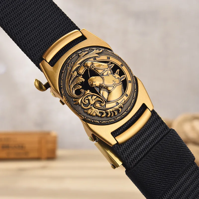 

2021 new canvas automatic buckle alloy belt men's personality casual business belt young and middle-aged trend wild trousers