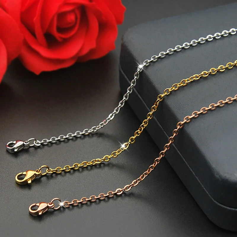 Chain Necklace for Men and Women Chain Necklaces White Yellow Rose Gold Color 40cm + 8cm extender Fashion Jewelry Accessories