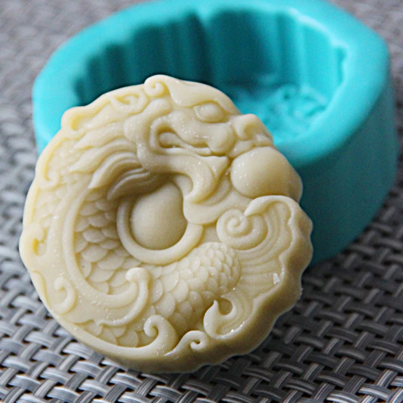 3D Dragon Relief Pattern stampo in Silicone candela fondente resina Aroma pietra ornamenti stampo per sapone per pasticceria decorazione Cupcake