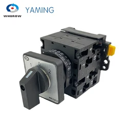 DIN Rail Mounted Black Rotary Universal 3 Position Cam Switch Manual Industrial Use 3 Poles 32A 12 Terminal YMW42-32/3