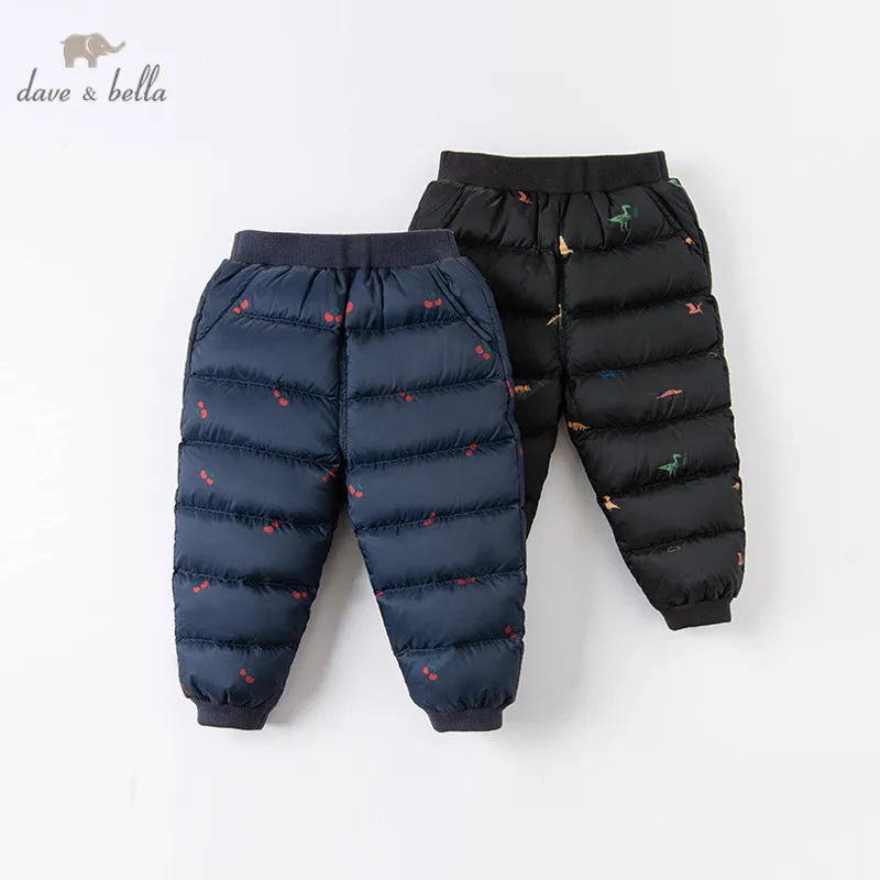 DBZ16343 dave bella winter unisex down pants baby fashion cartoon pockets down trousers children high quality down trousers