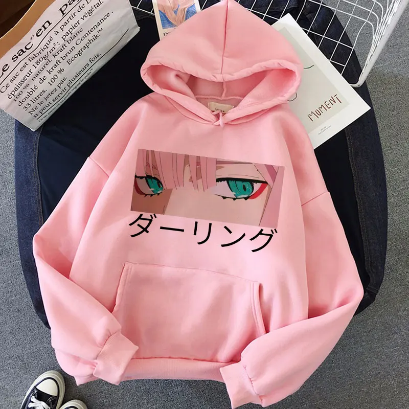 Darling In The Franxx Anime Harajuku Zero TWO Beautiful Girl Printed Sweatshirt Loose Chic Hip Hop Warm Hooded Streetwear Women