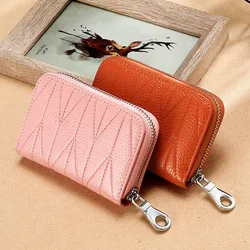 Quilting Ladies Card Holder Genuine Leather Women Business Card Holder Fashion Design Credit Cardholder Men Casual ID Holder