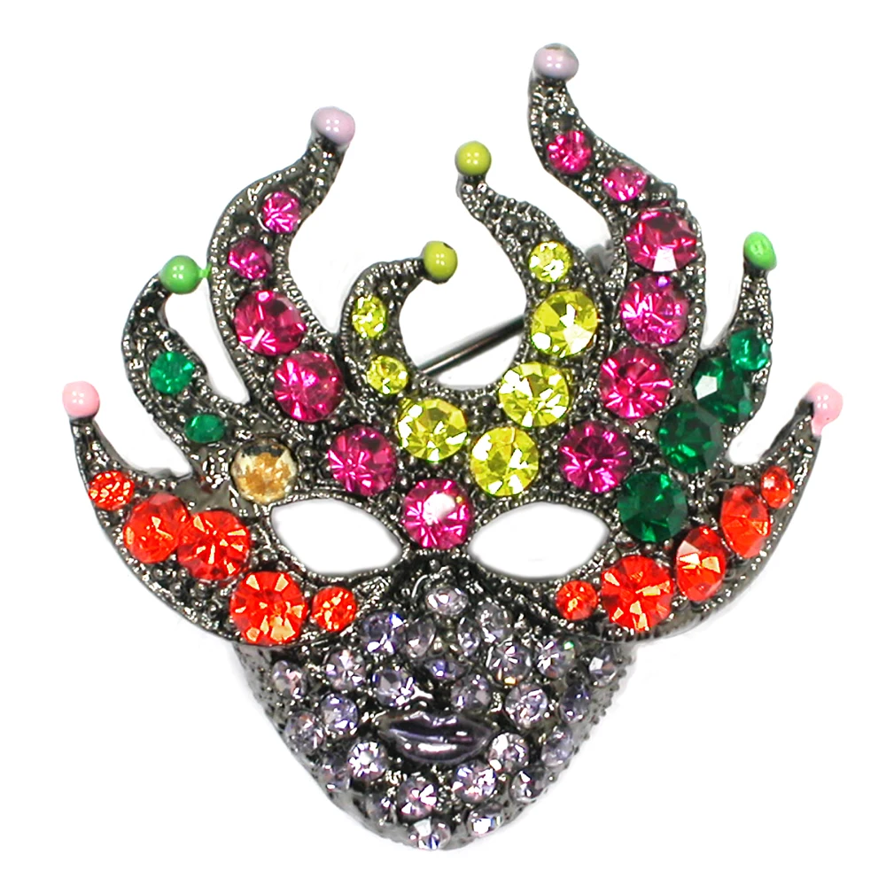 60pcs/lot Mixed Color (Can Notes Color) Wholesale Fashion Brooch Rhinestone Mask Party Pin brooches Jewelry gift C102257