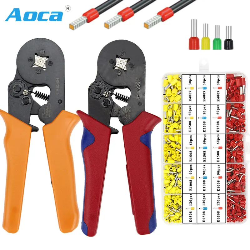 

Crimping Pliers & Terminals Set Tube Bootlace VE&TE Terminals Hand Tools Electrician Crimper HSC8 6-4 6-6 1050Tube Terminal