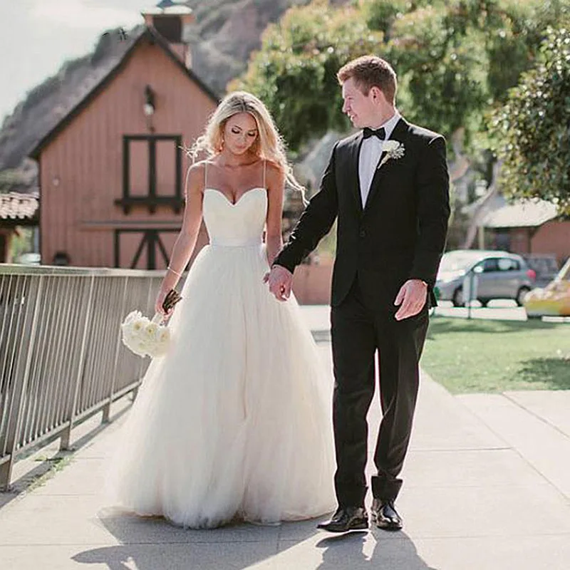 Robe de mariée longue en tulle, style boho, simple, pour les patients de la plage, tenue élégante, tendance, été, 2024