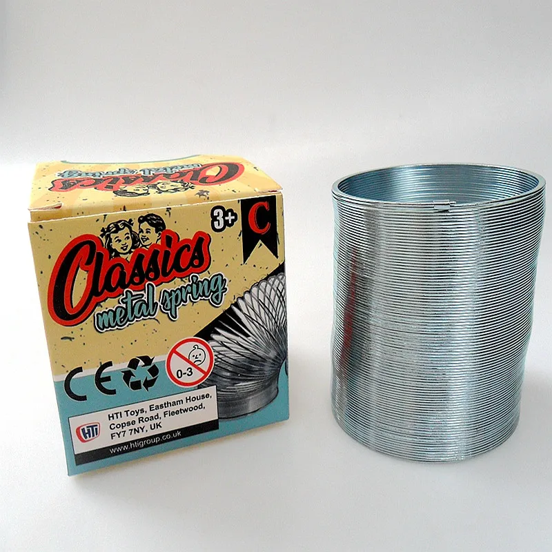 Hadiah Nostalgia Mainan Sains Baja Logam Raksasa Pelangi Asli Slinky Magic Walking Spring