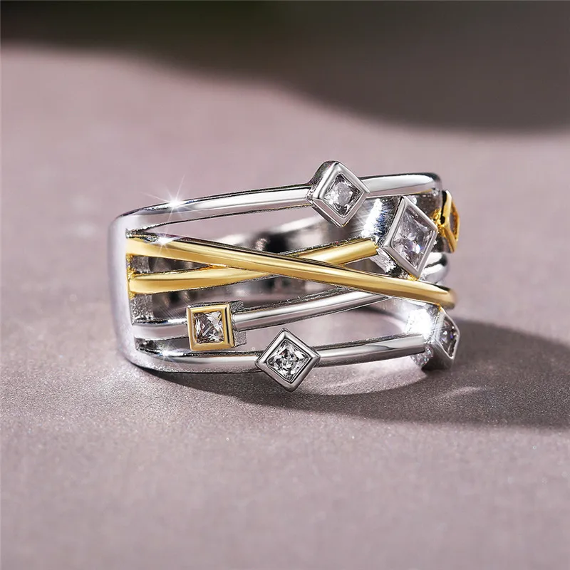 CAOSHI Fashionable Design Line Cross Ring Women Trendy Female Modern Lady Style Accessories Statement Jewelry Chic Finger-ring
