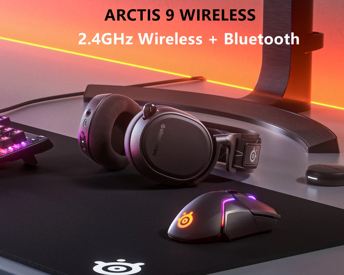 中古のSteelSeries Arctis 9ワイヤレスゲーミングヘッドセット、2.4GHz