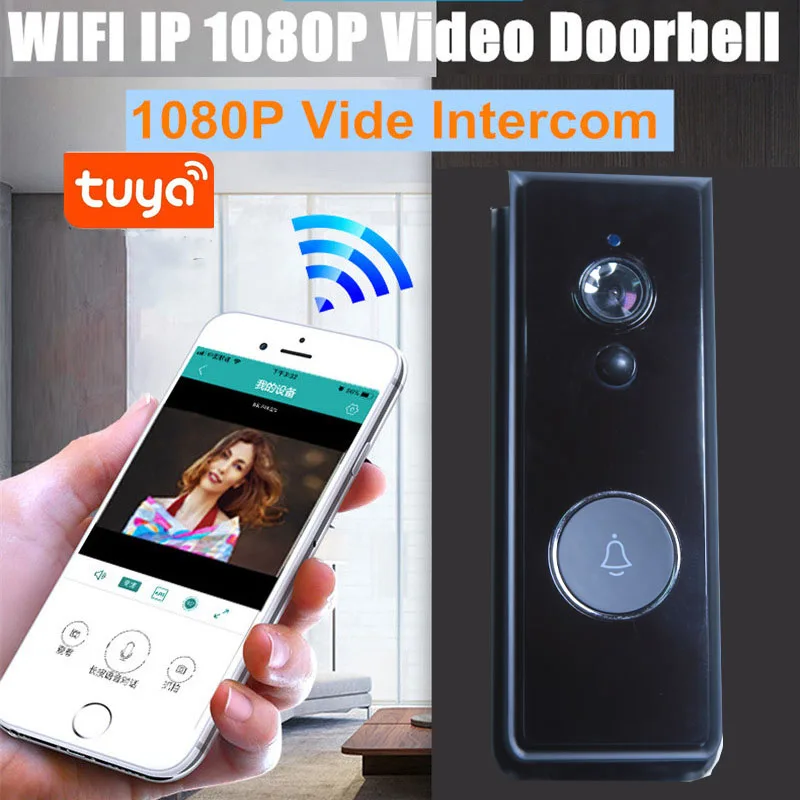 

Aoskrama Tuya 1080P HD Smart Video Doorbell Wireless Peephole Rainproof Intercom Security PIR Movement Detect Digital Door Bell