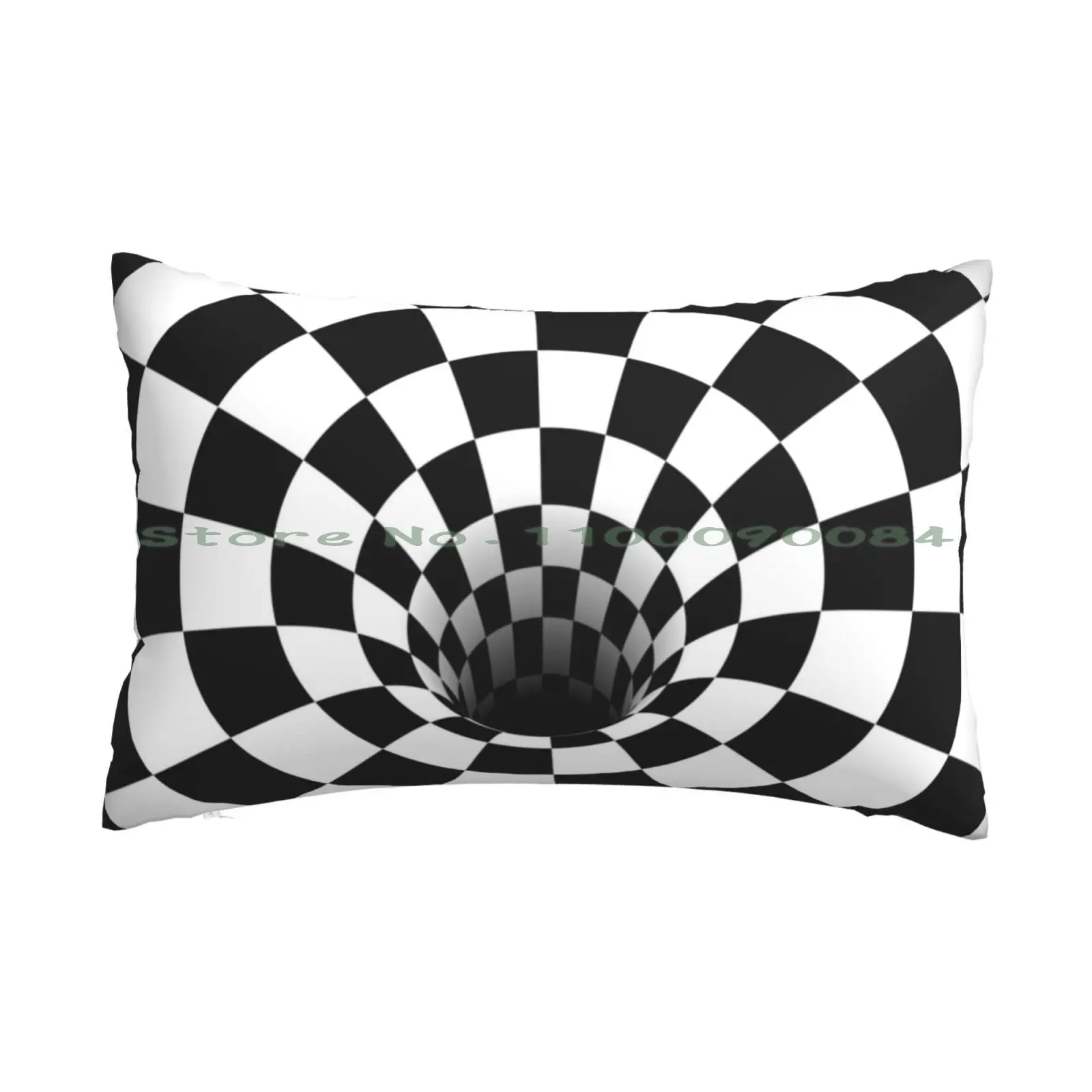 Optical Illusion Black Hole Checkerboard ( Black / White ) Pillow Case 20x30 50*75 Sofa Bedroom Optical Illusion Black And