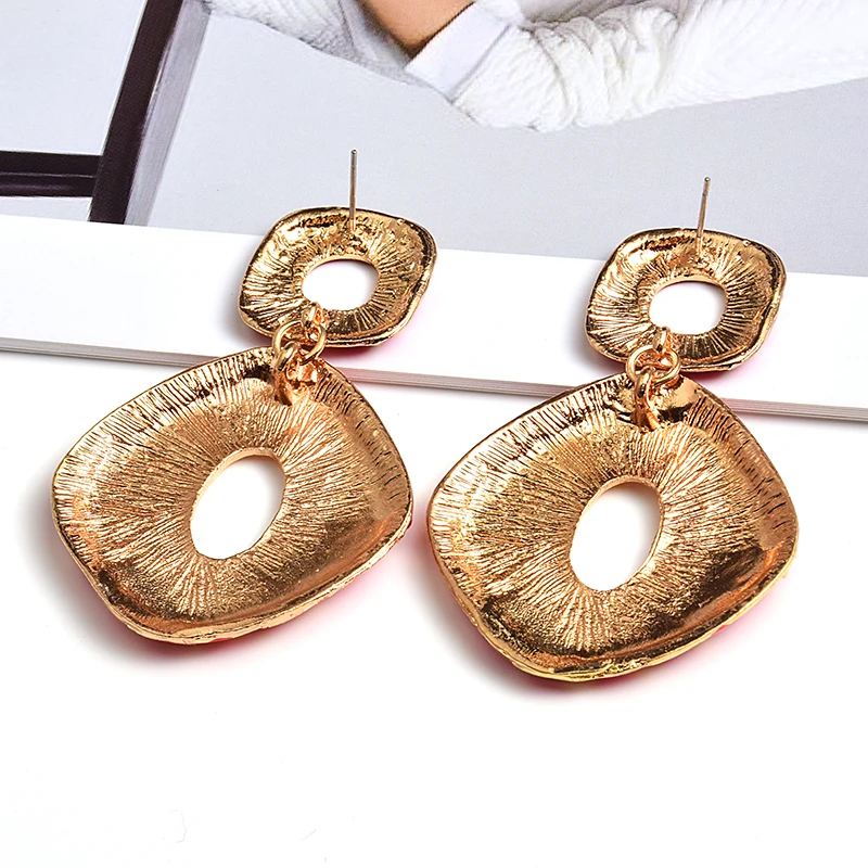 Wholesale Statement Square Metal Oiled Earring High-quality Fashion Trend Drop Earrings Jewelry Accessories For Women