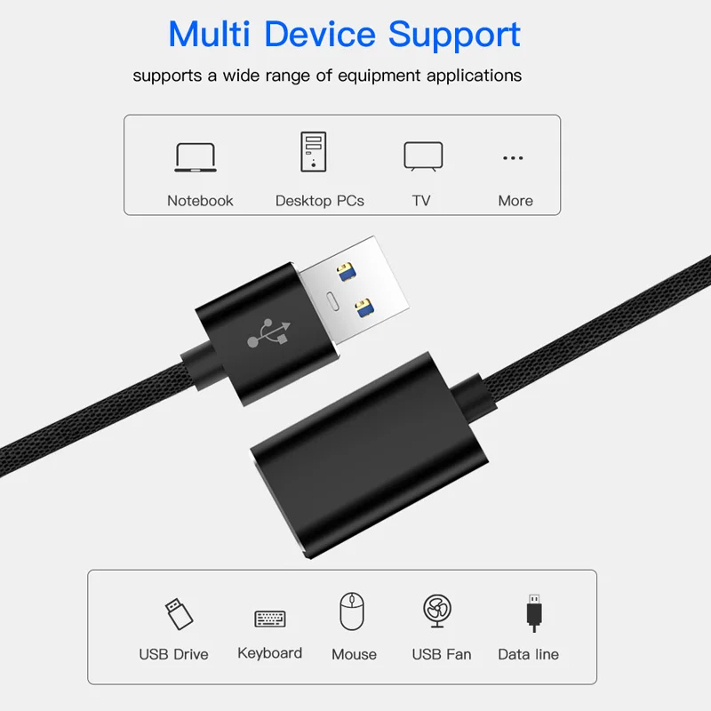 Universal USB3.0 Type A Male to Female Extension Super Speed Data Sync Cable Extender Cord M/F for Computer PC Mouse Extend Wire