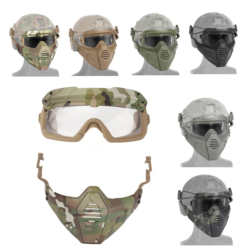 

Tactical Half Fask Mask Military Hunting Protective Safety Shooting Masks With Goggles Airsoft Paintball Combat Helmet Masks