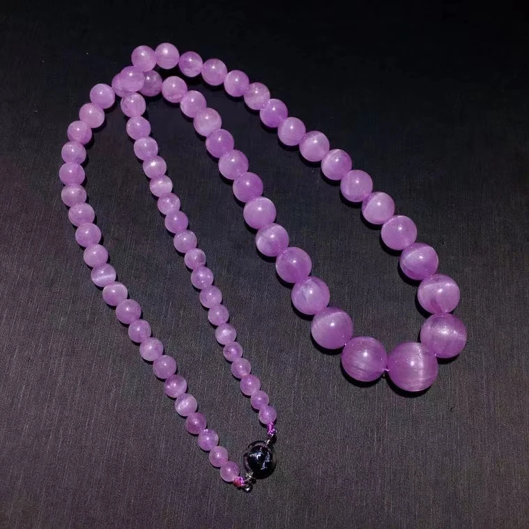 Natural Purple Kunzite Beads Necklace Round 5.1x13.3mm Purple Kunzite Pendant Bracelet Chain AAAAA