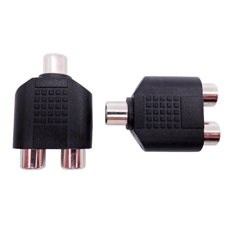 5pcs RCA female to dual RCA female adapter RCA 1by2 adapter AV female to frmale 1/2 plastic black AV/AV*2