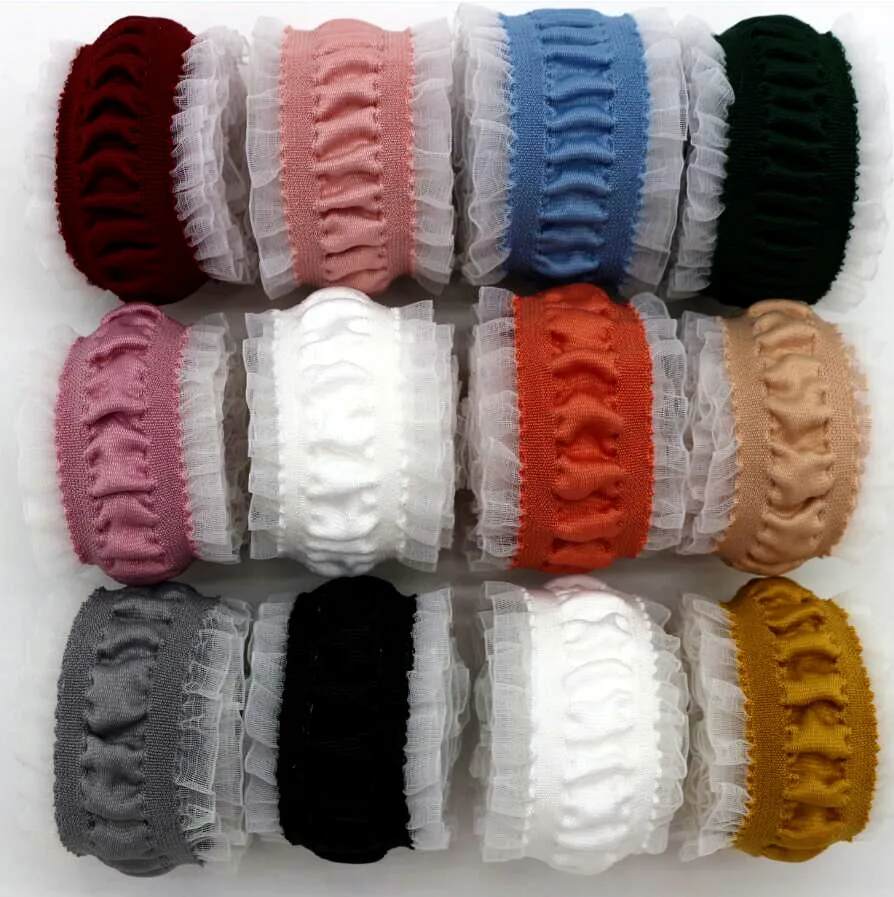 

1-1/2 38mm ruffled flounces, 10 yards of micro elastic force, double-sided DIY handmade ribbon headwear hair bow clothing