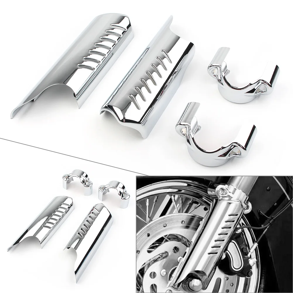 Motorcycle Lower Fork Leg Deflectors For Harley-Davidson Dynas/ Heritage / Softail Classic FLSTC FLSTN FXDWG Black & Silver