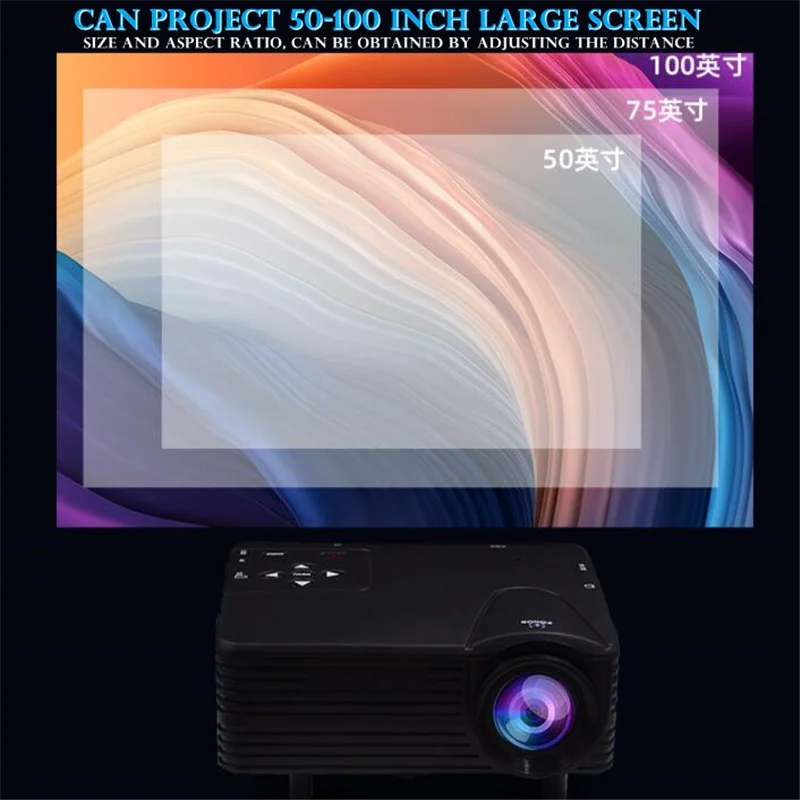 H80 LED Mini Projector 320x240PPI Support 1080P HD HDMI-Compatible USB Audio Portable Home Theater Media Video Player 50-100inch