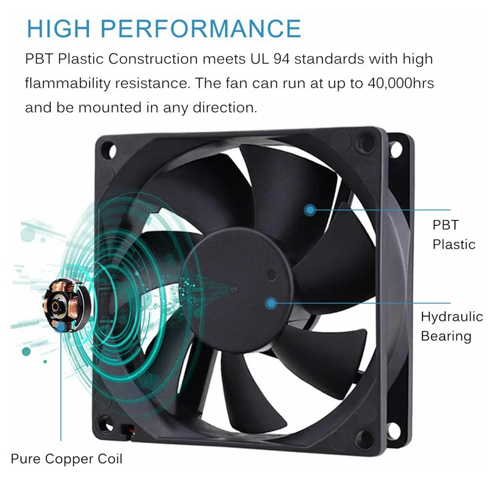 Aokin Dc 5V 80Mm Usb Fan 80X80X25Mm 8025 Borstelloze Computer Case Cooling Fan met Metalen Grill