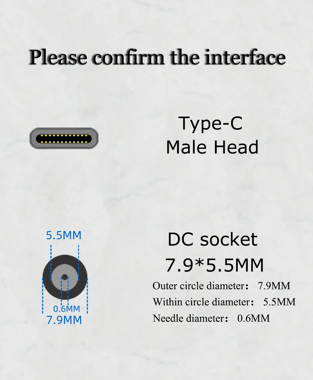 JORINDO DC7.9 * 5.5มม.ซ็อกเก็ตประเภทชายC-Type Plug Power Adapter Converter,สำหรับLenovoโน้ตบุ๊ค,45W
