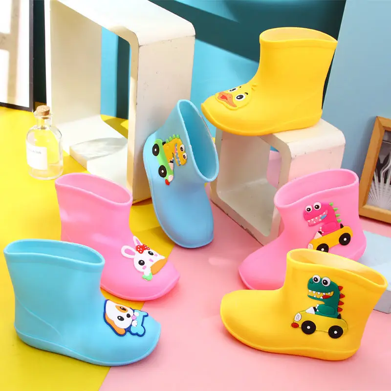 Kid Girls Rain Boots Cartoon Water Shoes with Cotton Liner All Seasons Rain Boots for Children OLOME Baby Boys Waterproof Shoes