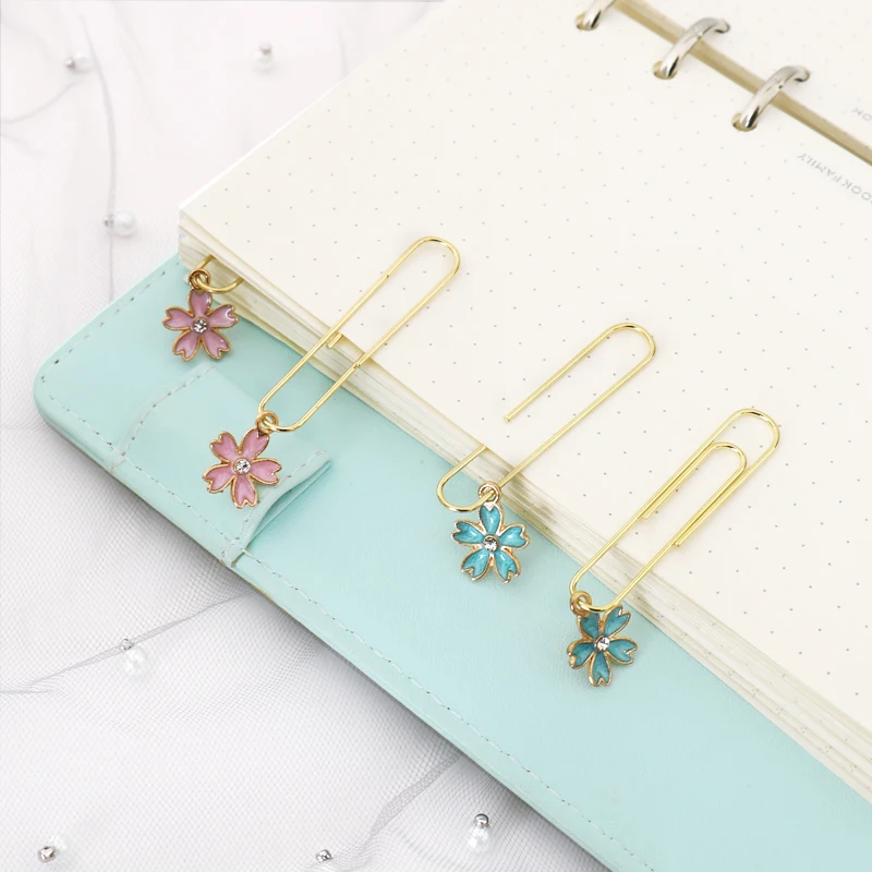 TUTU 5pcs/box cherry blossom Paper Clips De Papel Notes DIY Bookmark Metal Binder Clips Clips Notes Letter Paper Clips H0333