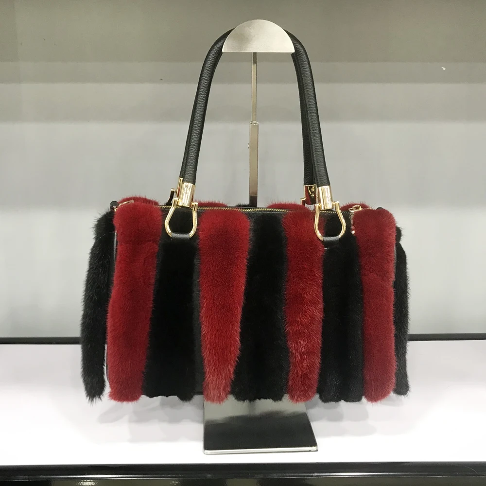 Fur Bag Women Natural Mink Fur Handbag Ladies Winter Warm Crossbody Bags Famous Brand Large Capacity Shoudler Clutch New