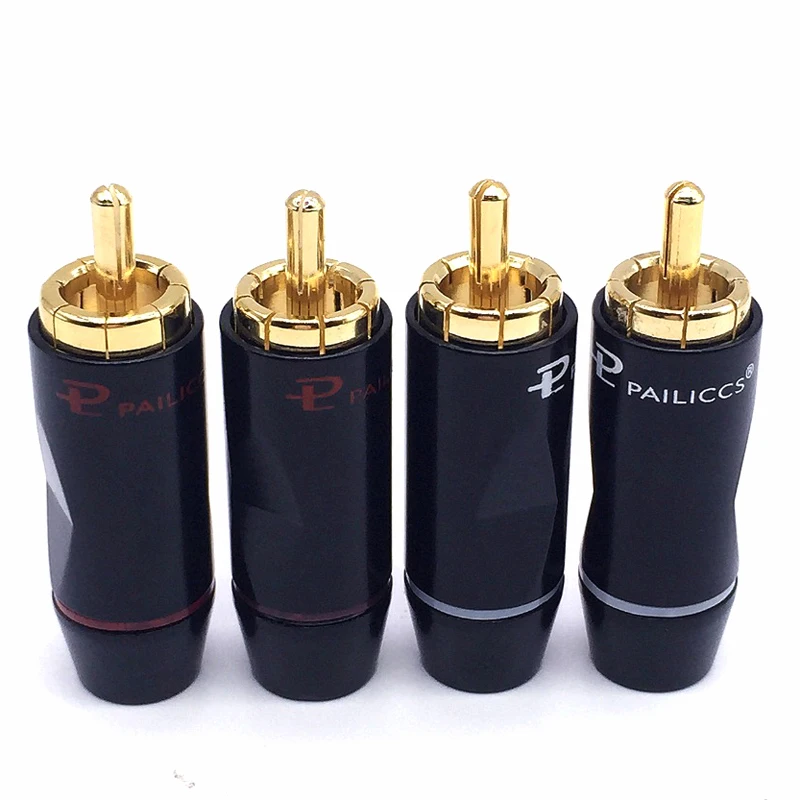 4 قطعة GQAE الصوت مرحبا نهاية PAILICCS النحاس مطلية بالذهب 8 مللي متر موصلات موالف التلفزيون كابل RCA موصل قابس RCA
