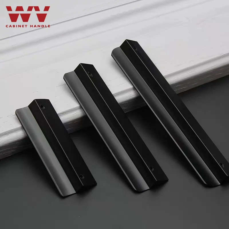 WV Matte Black Pulls Dark Handle Kitchen Item Cabinet Wardrobe Dressers Drawers Cabinet Door Handles Drawer Aluminum Pulls Knobs