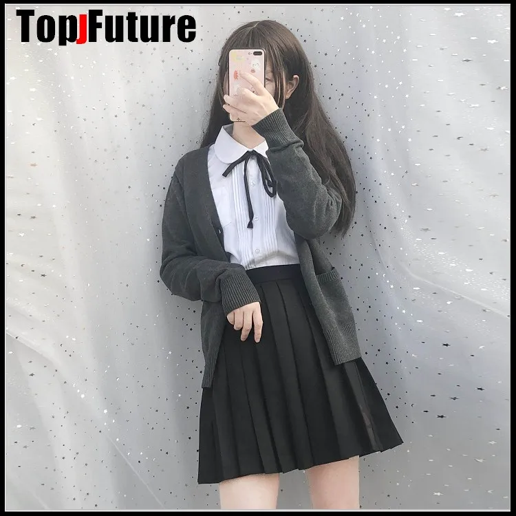 2020 Spring Cosplay School Uniform Sweater For Girls Women Long Sleeve Knitted Japanese Sailor Uniform Cardigans SAILOR SUIT