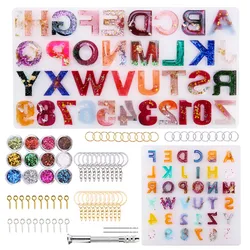 Alphabet Epoxy Resin Mold Kit Reverse Letter Number Silicone Molds Epoxy Casting Mold for Key Chain Pendant Making DIY Jewelry