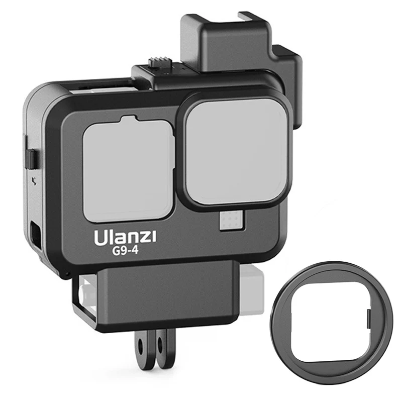 Ulanzi G9-4 GoPro 9 Camera Cage for Gopro Hero 12 11 10 9 Dual Cold Shoe Camera Cover for Mic LED Light with 52mm Filter Adapter