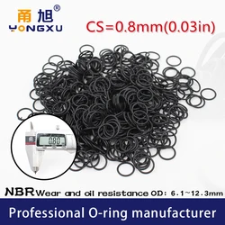 Nitrile Rubber 10PCS/lot Black NBR CS 0.8mm thickness OD6.1/6.6/8/8.25/8.6/9.5/11.8/12.3mm O Ring Gasket waterproof oring.-.