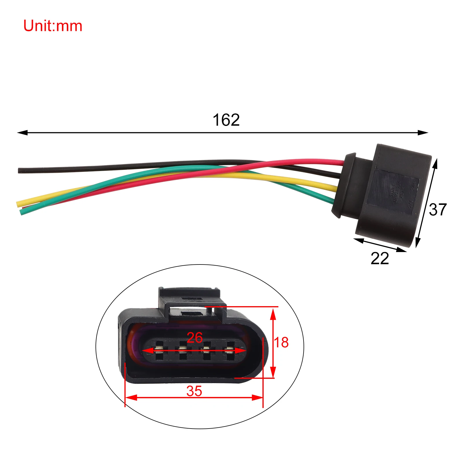 4Pin Ignition Coil Connector Wire Harness Plug for Audi A3 A4 A5 A6 A8 Q5 Q7 R8 S4 S5 S6 VW SKODA SEAT FORD 1J0973724 1J0998724