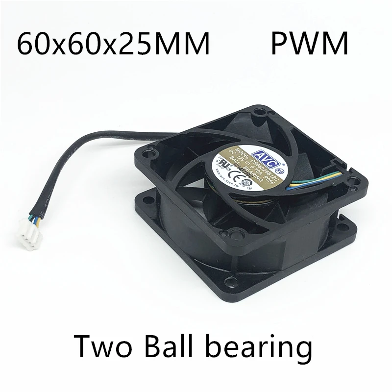 New AVC DS06025B12U 12V 0.7A Two Ball Bearing 6025 60MM 60*60*25MM Cooling Fan CPU Fan With 4pin PWM