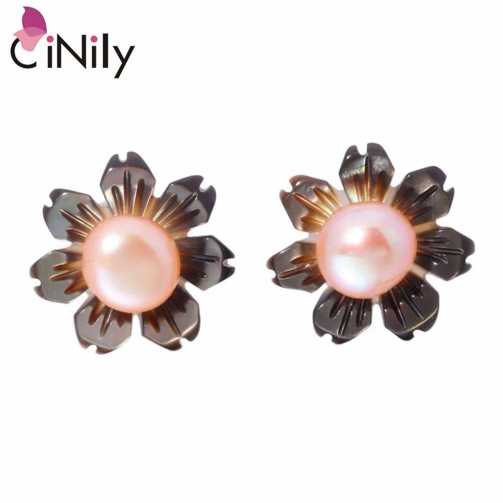 

CiNily Created Shell Pearl 100% Solid 925 Sterling Silver Wholesale Flower for Women Jewelry Stud Earrings 10mm SE022