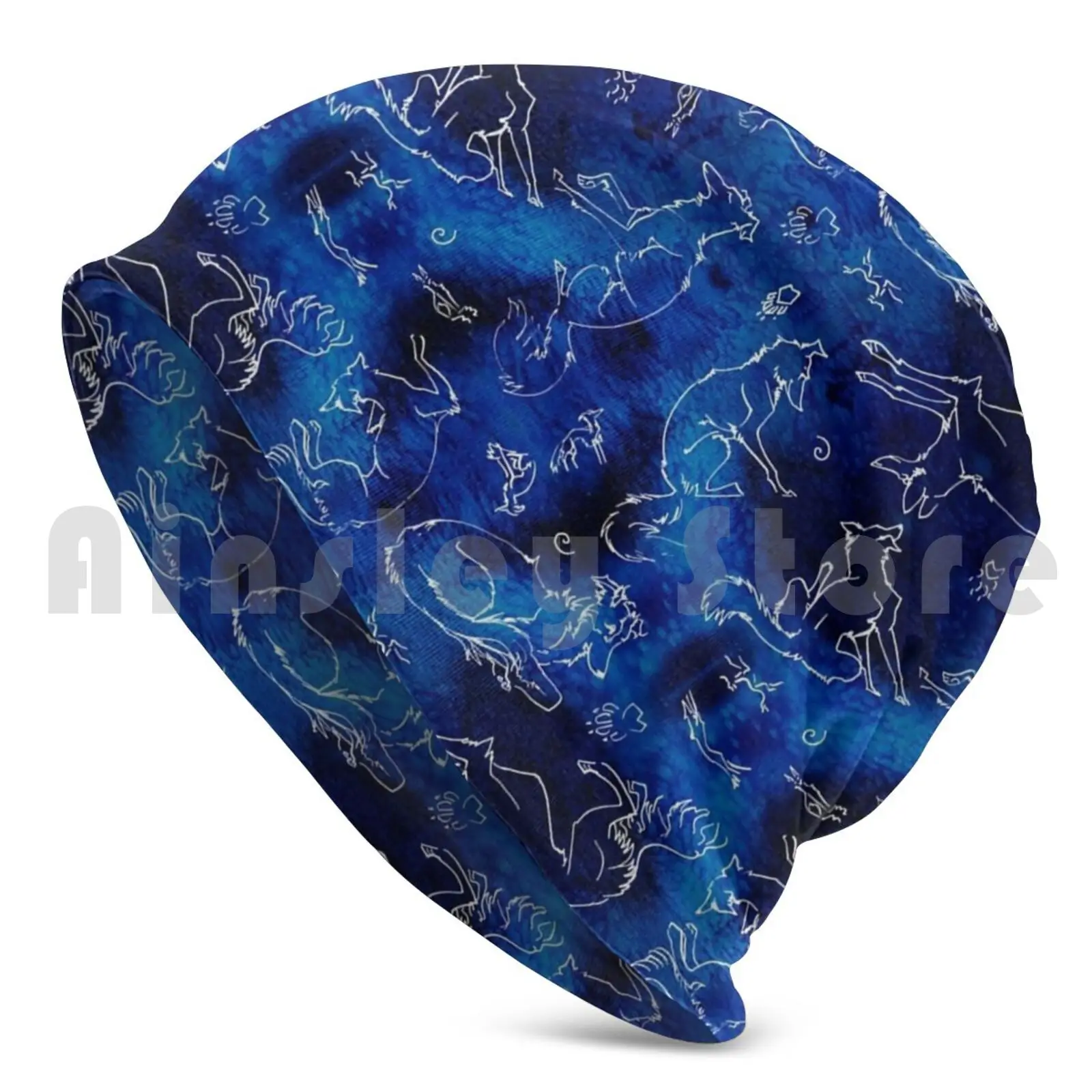 Noodle Doodles-Starry Sky Varient Beanie Hedging Cap DIY Print Cushion Silken Windhound Borzoi Silkens Silken