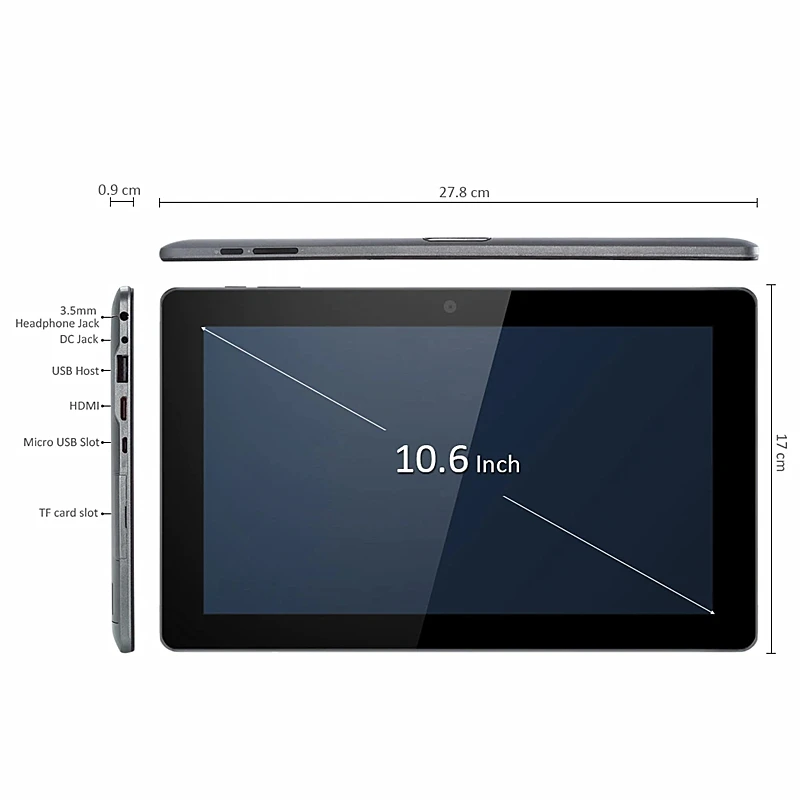 Dual System 10.6\'\' Tablet Quad Core 2GB RAM 32GB ROM Windows 10+Android 4.4 HDMI-Compatible 1366*768IPS Bluetooth-Compatible