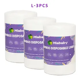 Miababy-Toalhetes De Tecido De Bambu, Forros De Fraldas Biodegradáveis e Flushable, Forros De Fraldas De Pano, 3 Rolos Por Conjunto