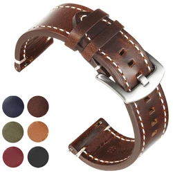 Oil Wax Leather Watch Band Bracelet 20mm 22mm For Samsung Galaxy Watch 42 46mm High-end Cowhide Watch Straps For Huawei GT2