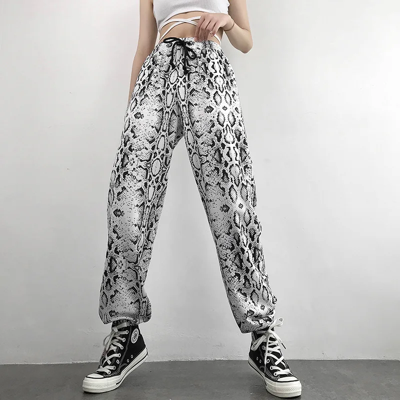 

Women Sweatpant Pants Joggers Hip Hop Dance Show Party Night Jogger Baggy Trousers Cool Girl Serpentine Dragon Print High Waist