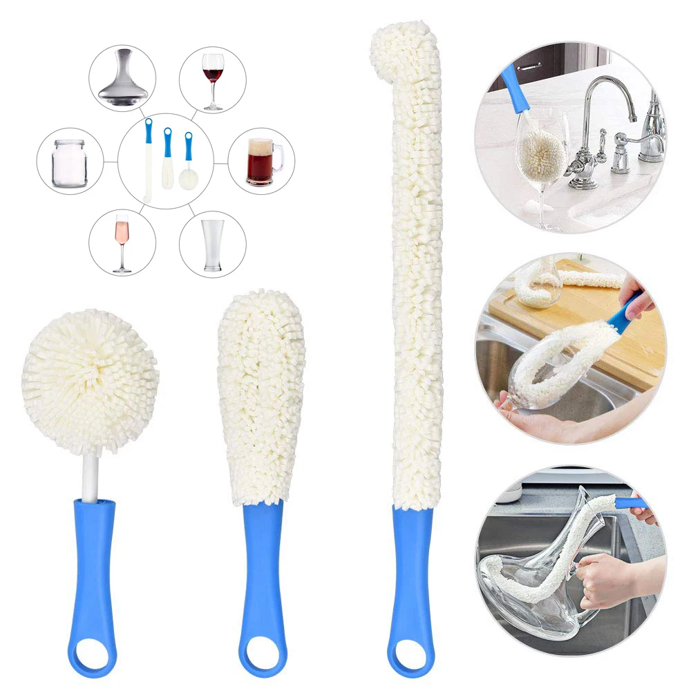 GOUGU Soft Foam Wine Bottle Brush Decanter Stemware Glasses Dust Cleaning Brush Flexible Win Bar Set Cleaner